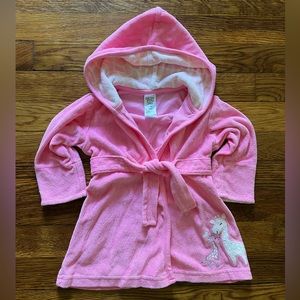 Carters Pink & Giraffe Print Hooded Terrycloth Robe Baby Girls Size 0-9M
